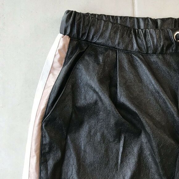 Bebe Vegan Leather High Waist Tuxedo Stripe Culottes Pants - Picture 4 of 12